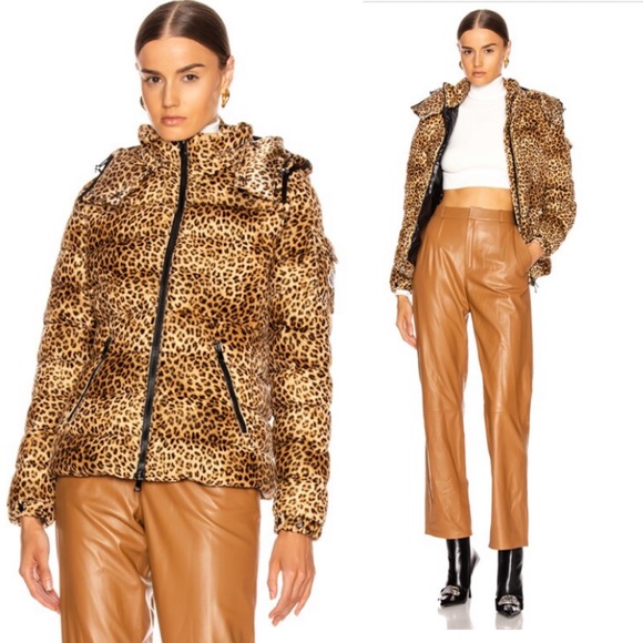 Moncler Bady Cheetah Print Hooded Down Coat Puffer - Picture 4 of 17